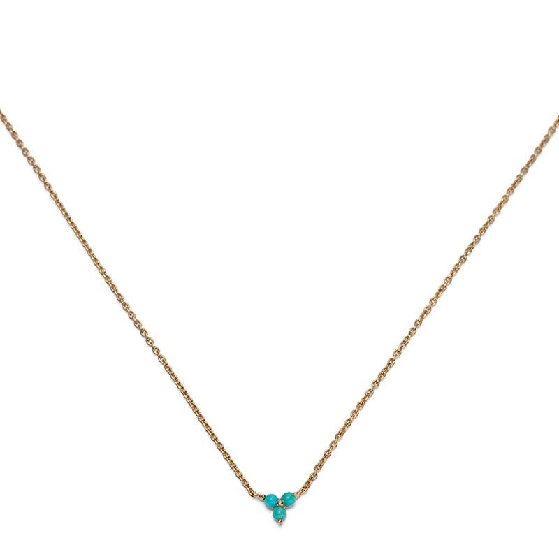 Cluster Necklace, Turquoise, Gold