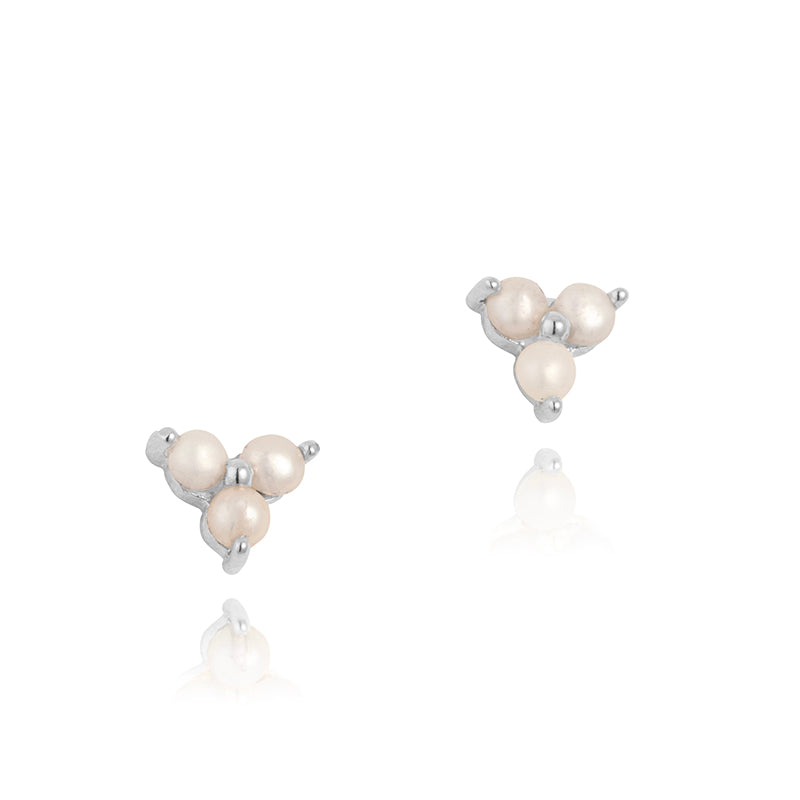 Cluster Stud, Pearl, Silver