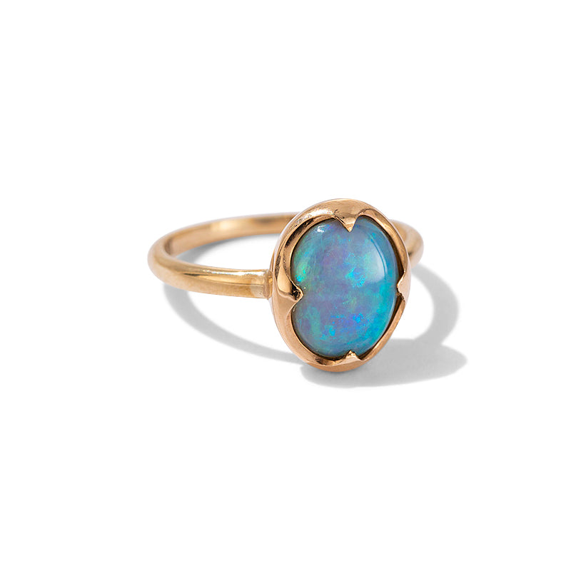 Crown Ring, Crystal Opal, 9kt Yellow Gold