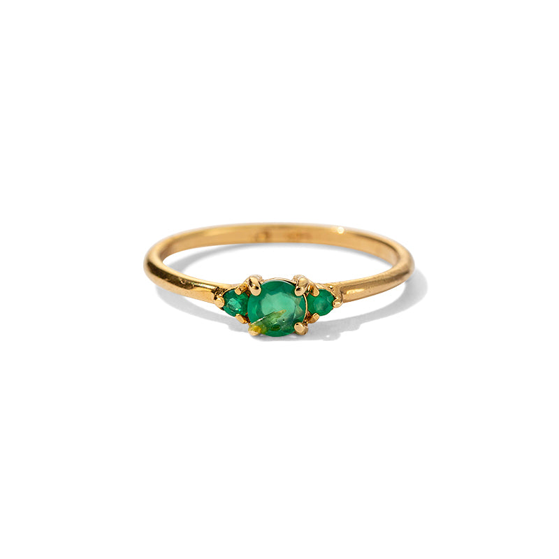 Florence Ring, Green Onyx, Gold