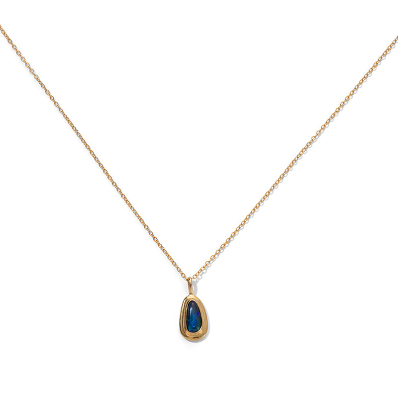 Freeform Necklace, Black Opal, 9kt Yellow Gold