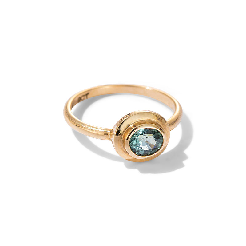 Greco Ring, Mint Sapphire, 9kt Yellow Gold