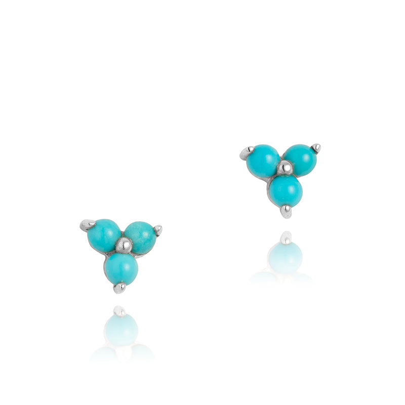 Cluster Stud, Turquoise, Silver