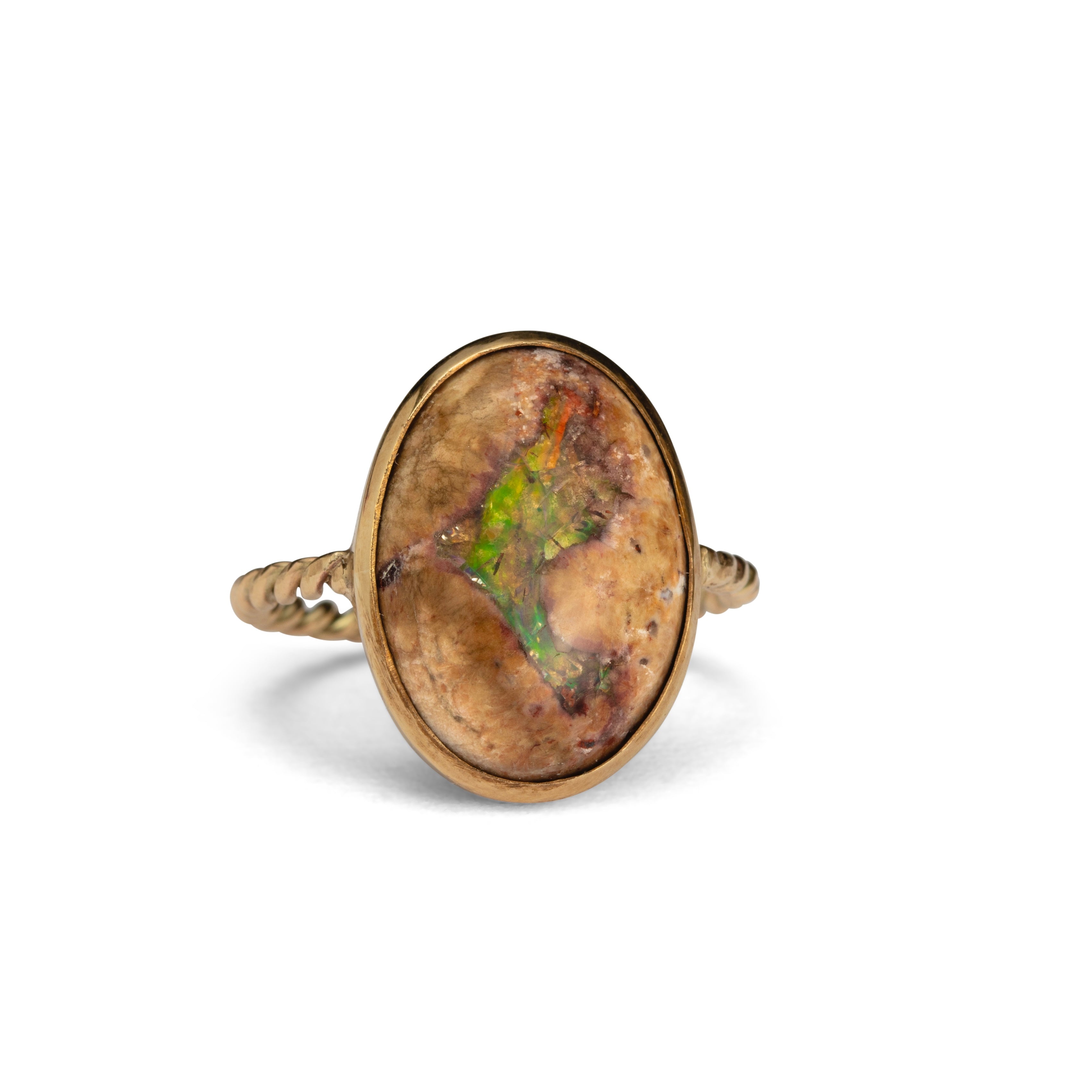 Como Ring, Mexican Fire Opal, 9kt Yellow Gold
