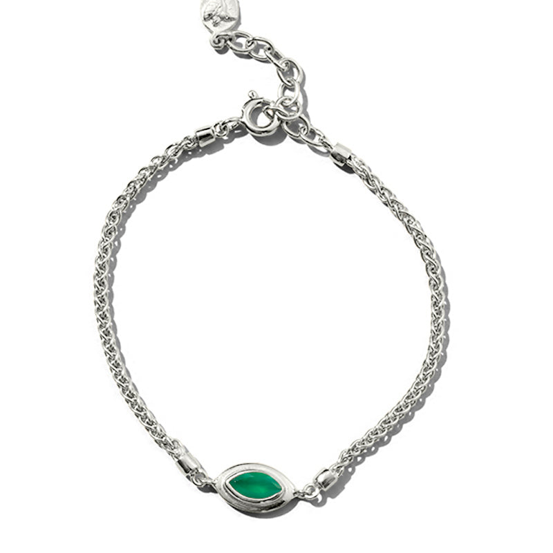 Iris Bracelet, Green Onyx, Silver