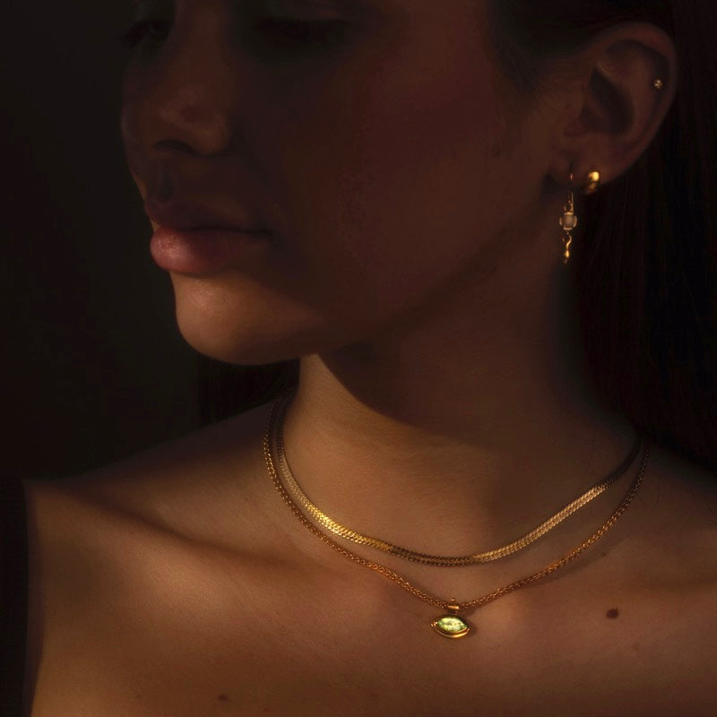 Iris Necklace, Peridot, Gold
