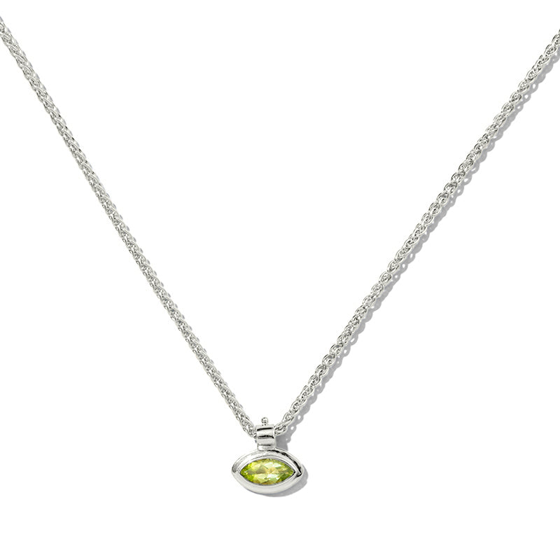 Iris Necklace, Peridot, Silver