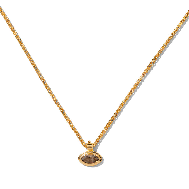 Iris Necklace, Smokey Quartz, Gold