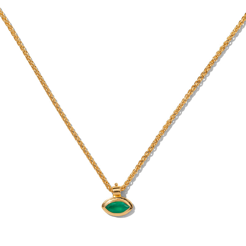 Iris Necklace, Green Onyx, Gold
