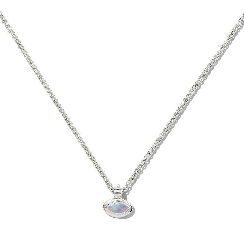 Iris Necklace, White Opal, Silver