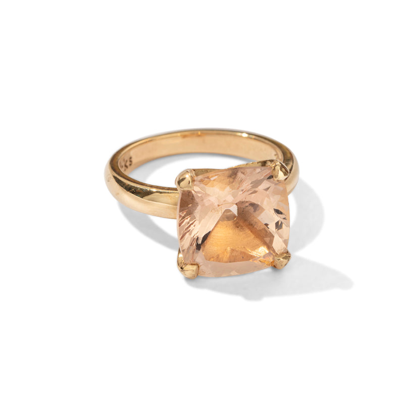 Kara Ring, Peachy Pink Morganite, 9kt Yellow Gold