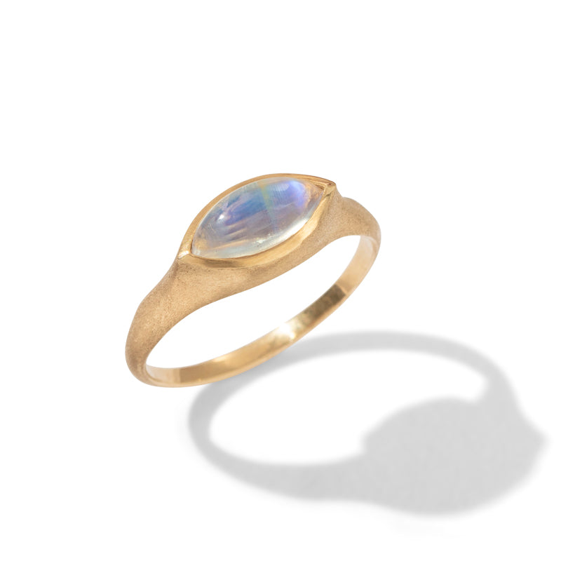 Iris Ring, Rainbow Moonstone, 9kt Yellow Gold
