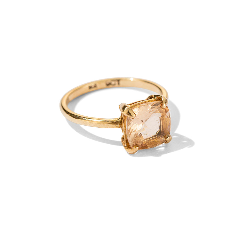 Mini Kara Ring, Peach Morganite, 9kt Yellow Gold