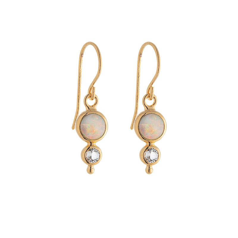 Nebula Earring, White Opal, Gold