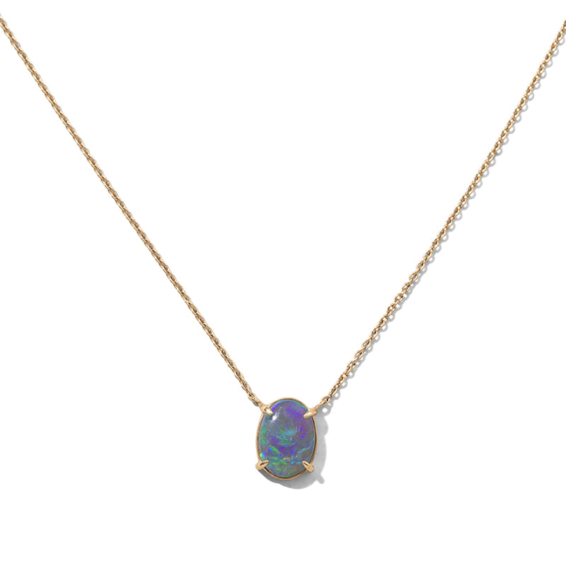 Ophelia Necklace, Black Opal, 9kt Yellow Gold