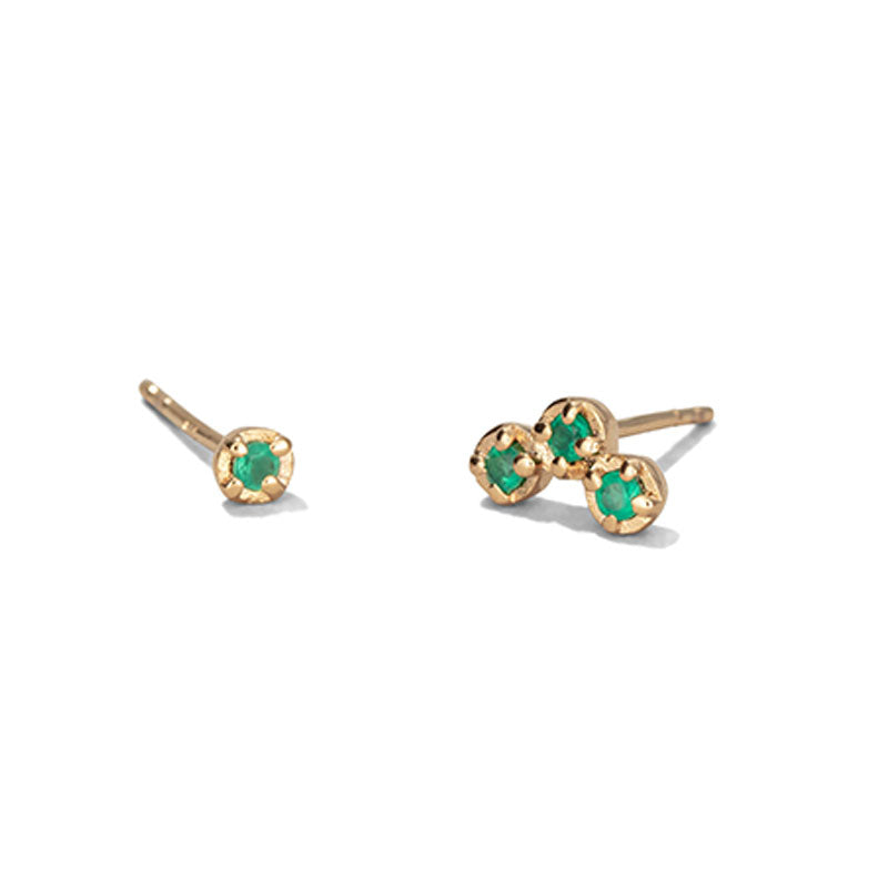 Orion Mix Match Stud, Emerald, 9kt Yellow Gold