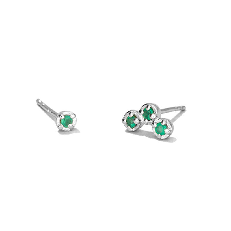 Orion Mix Match Stud, Green Onyx, Silver