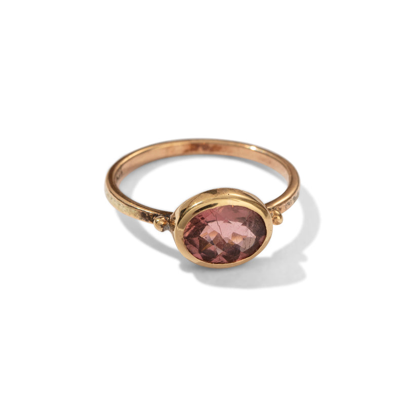 Pippa Ring, Pink Tourmaline, 9kt Yellow Gold