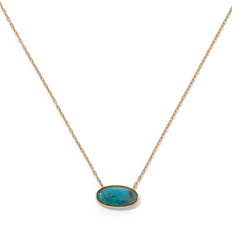 Rene Necklace, Black Opal, 9kt Yellow Gold