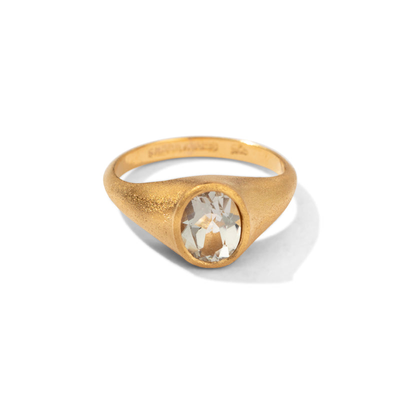 Roman Ring, White Topaz, Gold
