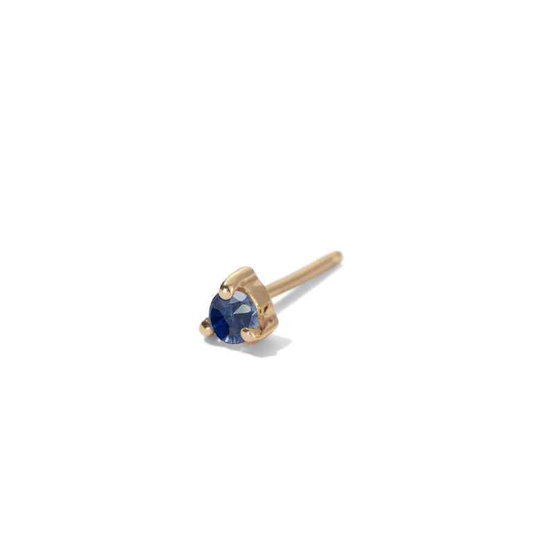 Tiny Stud Single, Blue Sapphire, 9kt Yellow Gold