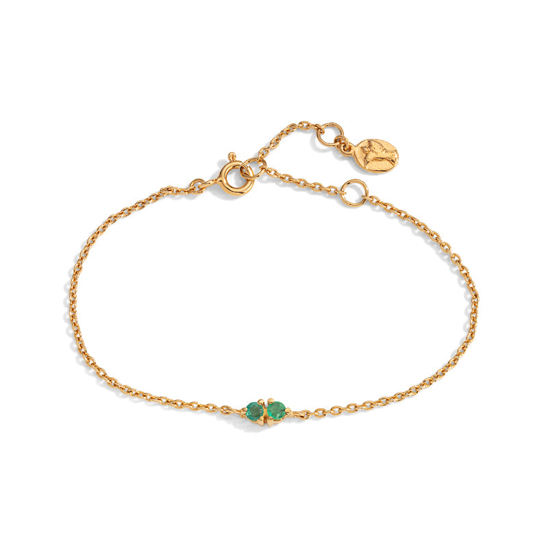 Twin Bracelet, Emerald, 9kt Yellow Gold