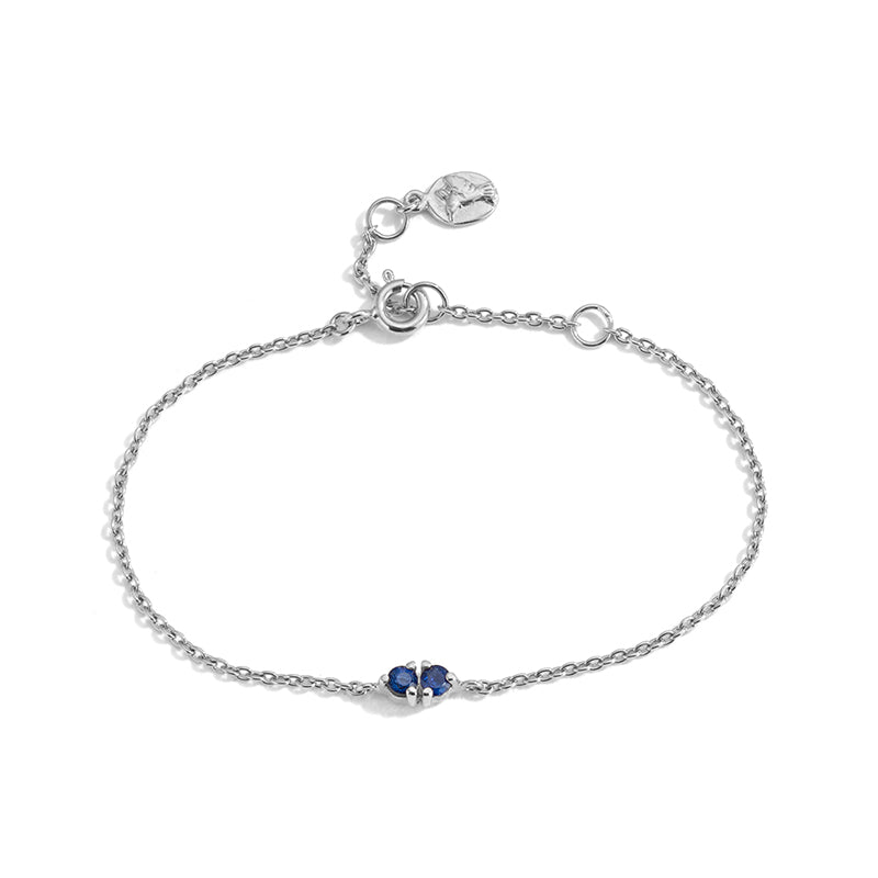 Twin Bracelet, Blue Sapphire, Silver