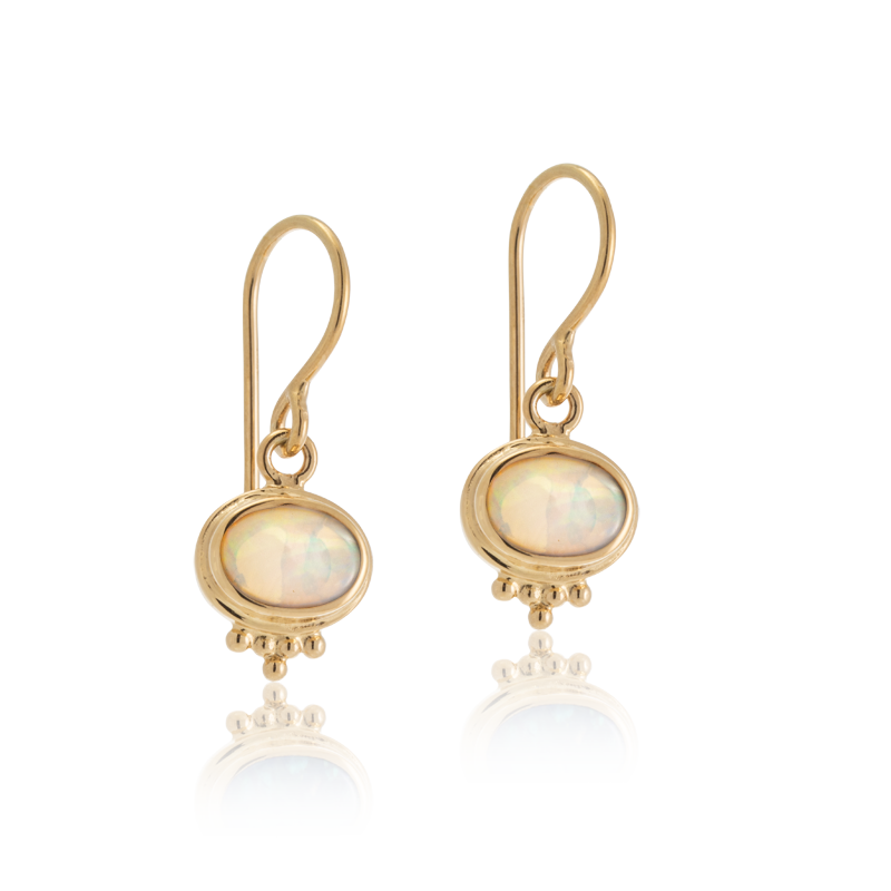 Anara Earring, White Opal, Gold