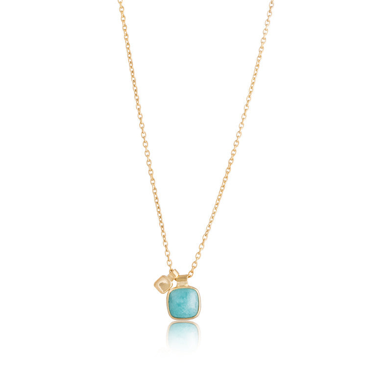 Ariel Pendant Necklace, Amazonite, Gold