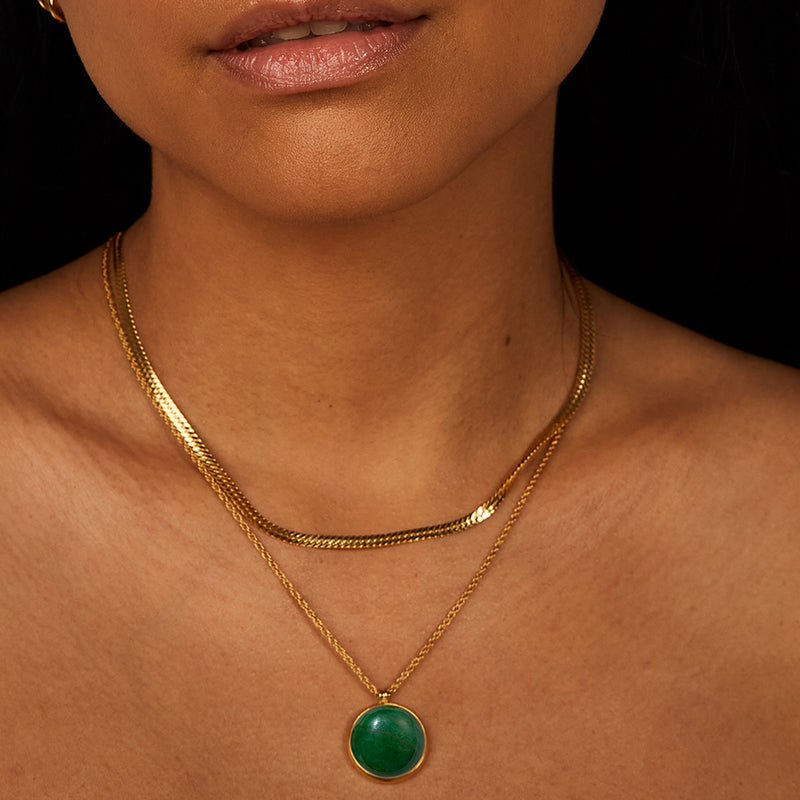 Asos Necklace, African Jade, Gold