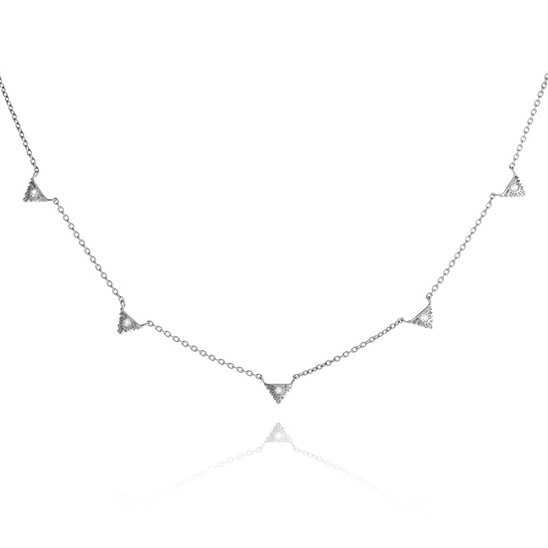 Aztec Collar Necklace, White Topaz, Silver