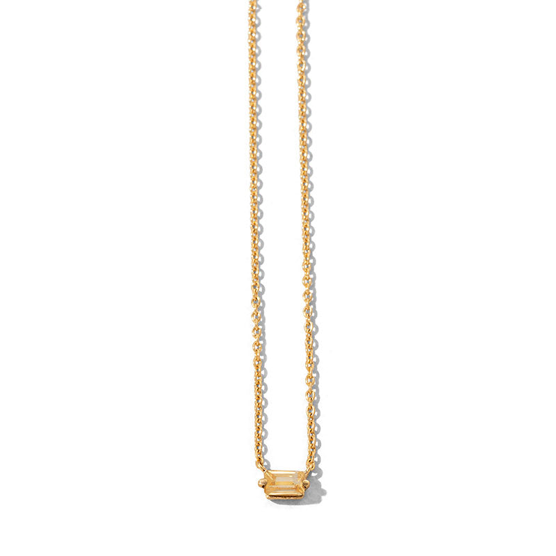 Baguette Mini Necklace, Citrine, Gold