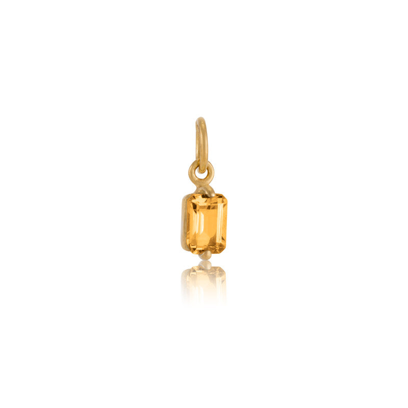 Baguette Mini Pendant, Citrine, Gold