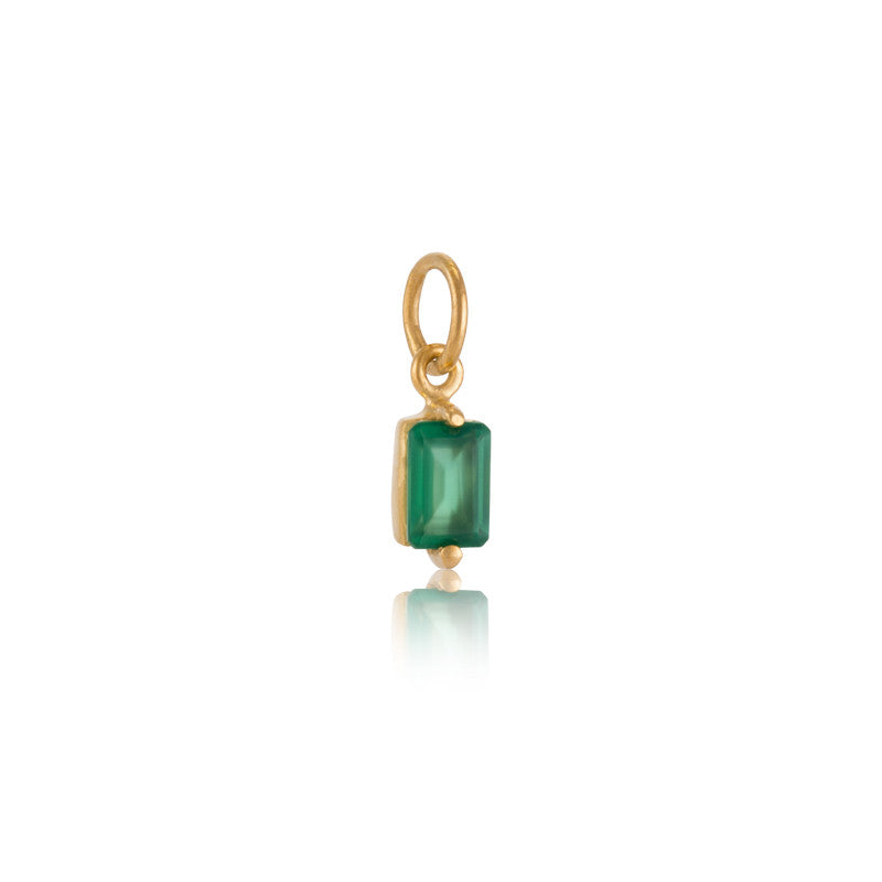 Baguette Mini Pendant, Green Onyx, Gold