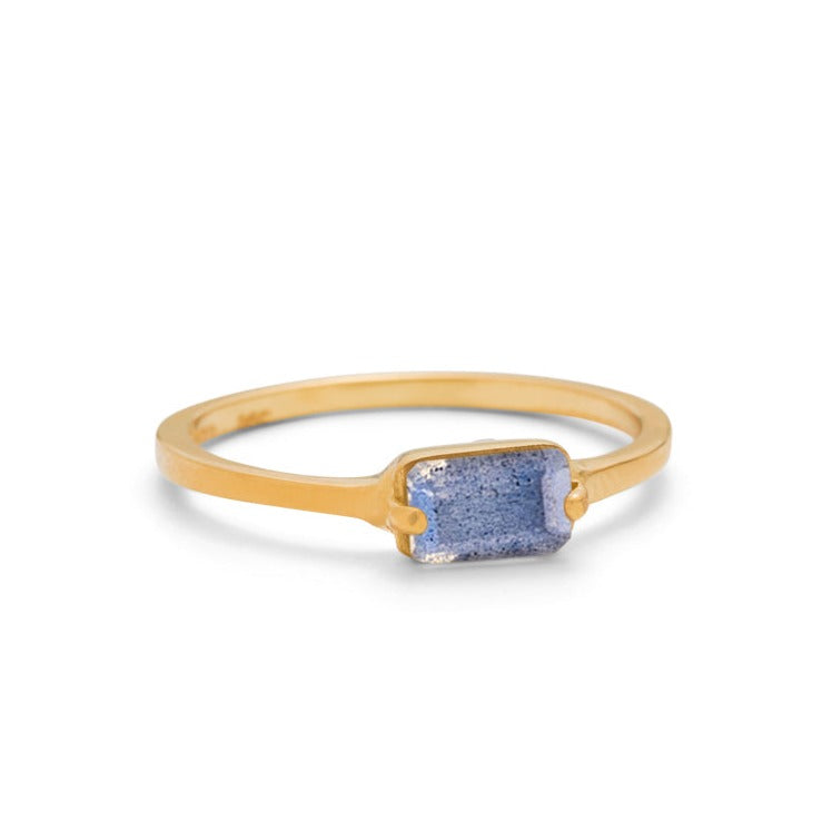 Baguette Ring, Labradorite, Gold