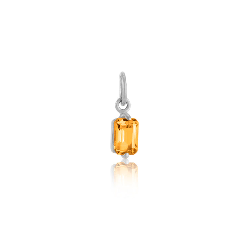 Baguette Mini Pendant, Citrine, Silver