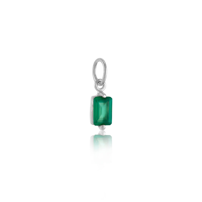 Baguette Mini Pendant, Green Onyx, Silver