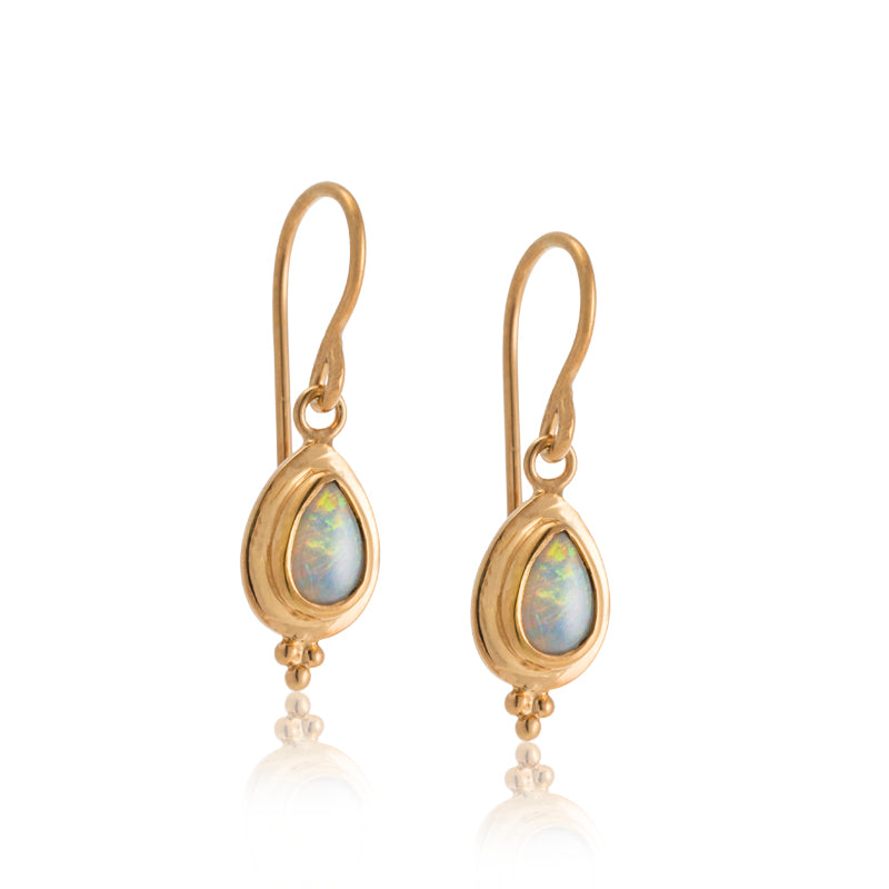 Gaia Earring, White Opal, Gold