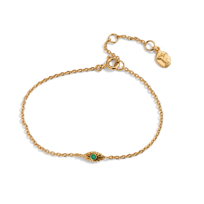 Evil Eye Bracelet, Emerald, 9kt Yellow Gold