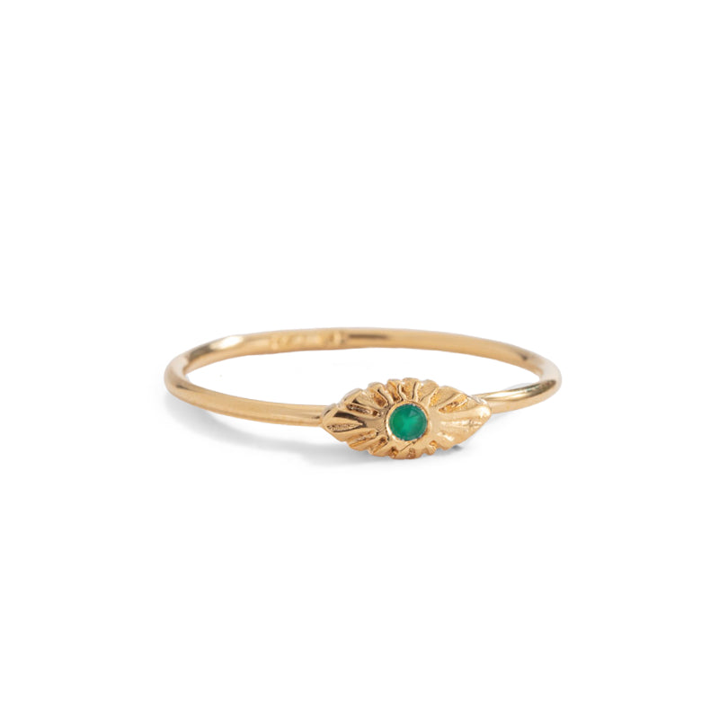 Evil Eye Ring, Emerald, 9kt Yellow Gold
