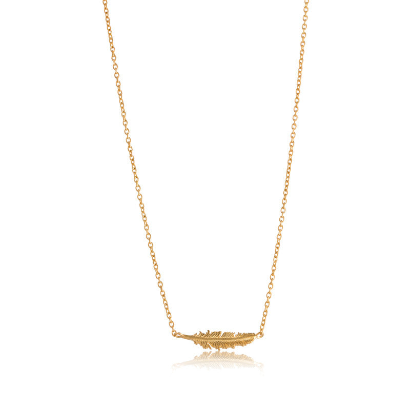 Feather Necklace, Gold