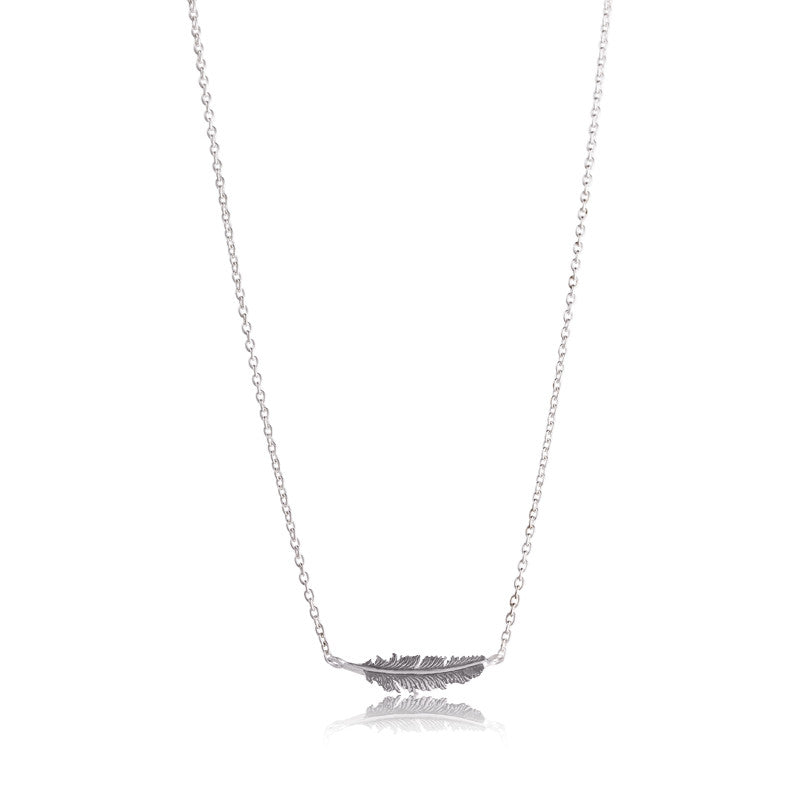 Feather Necklace, Silver
