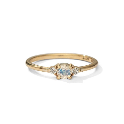 Florence Ring, Rainbow Moonstone, 9kt Yellow Gold