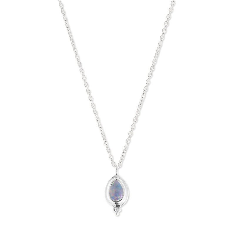 Gaia Necklace, White Opal, Silver