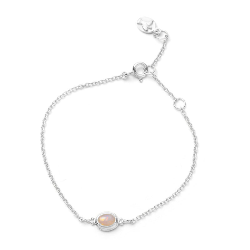 Gaia Bracelet, White Opal, Silver