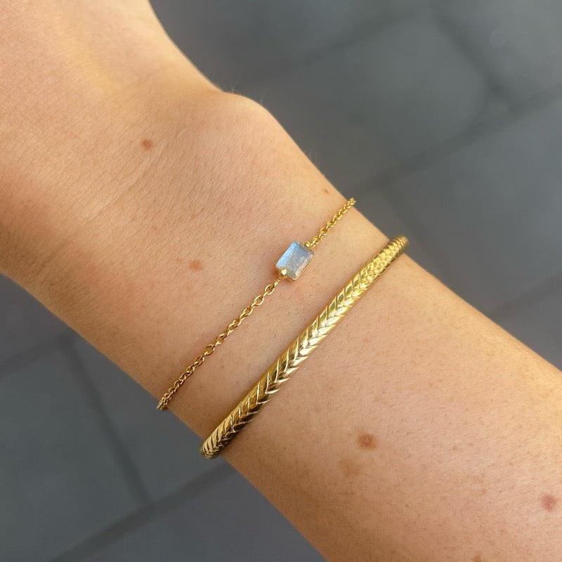 Baguette Mini Bracelet, Labradorite, Gold