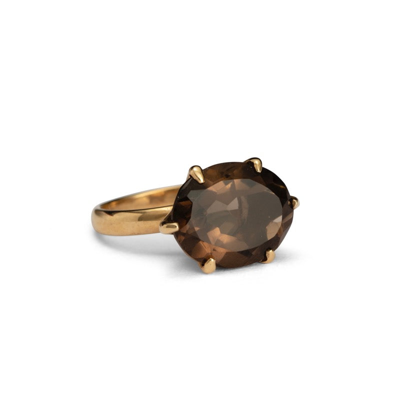 Gigi Ring, Smokey Quartz, 9kt Yellow Gold