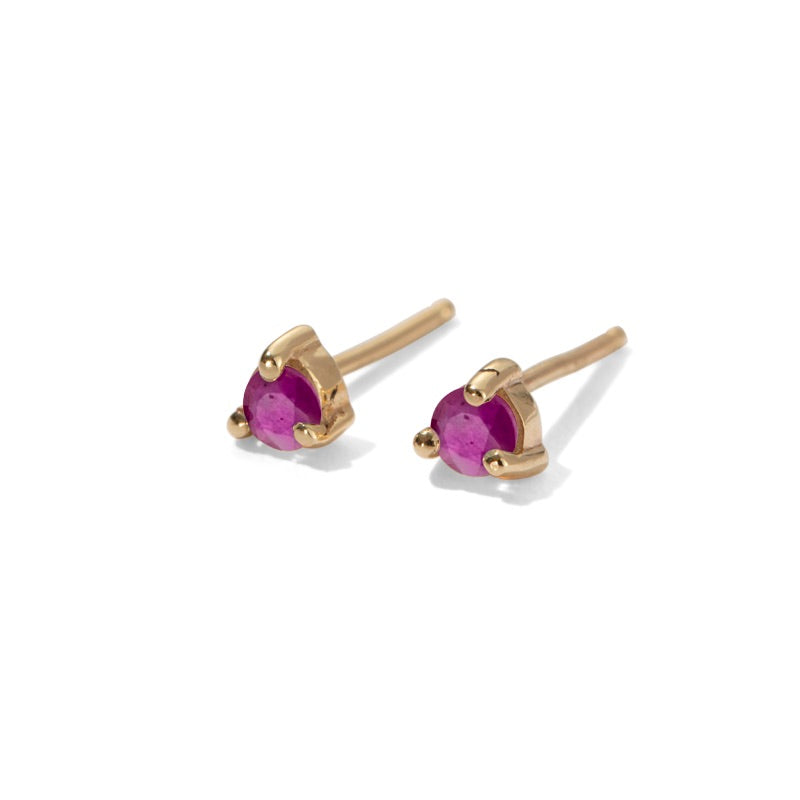 Tiny Stud, Ruby, 9kt Yellow Gold