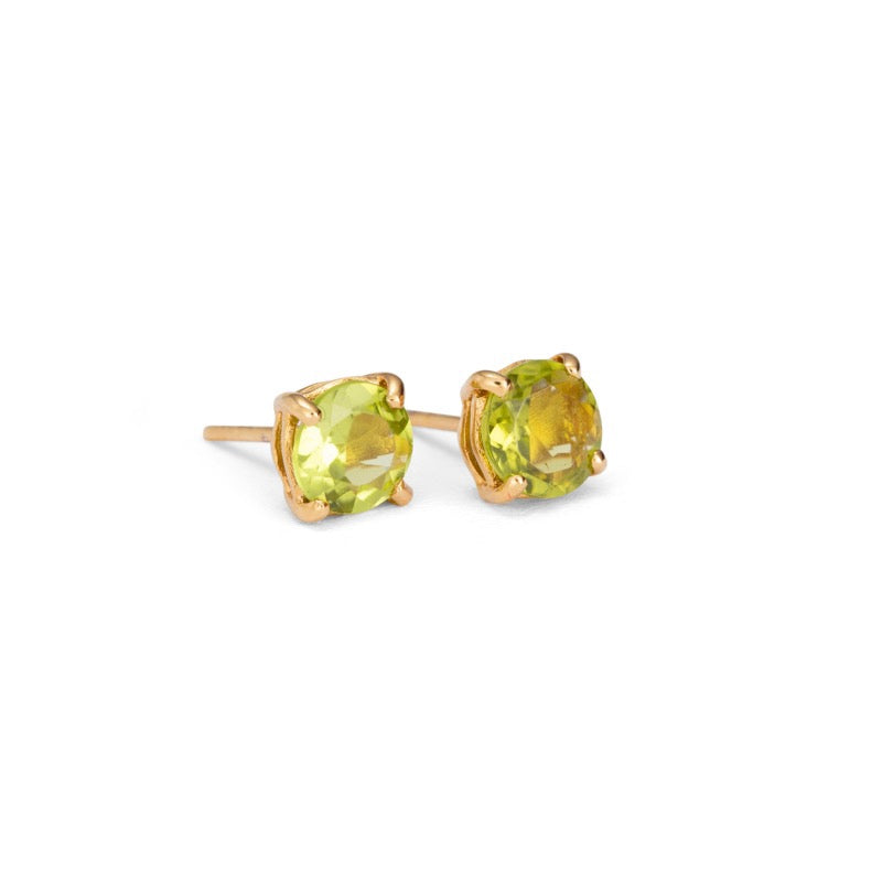Solitaire Stud, Peridot, 9kt Yellow Gold