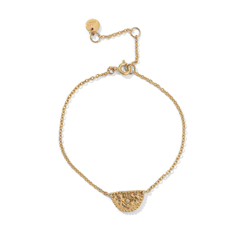 Amulet Bracelet, Pearl, 9kt Yellow Gold
